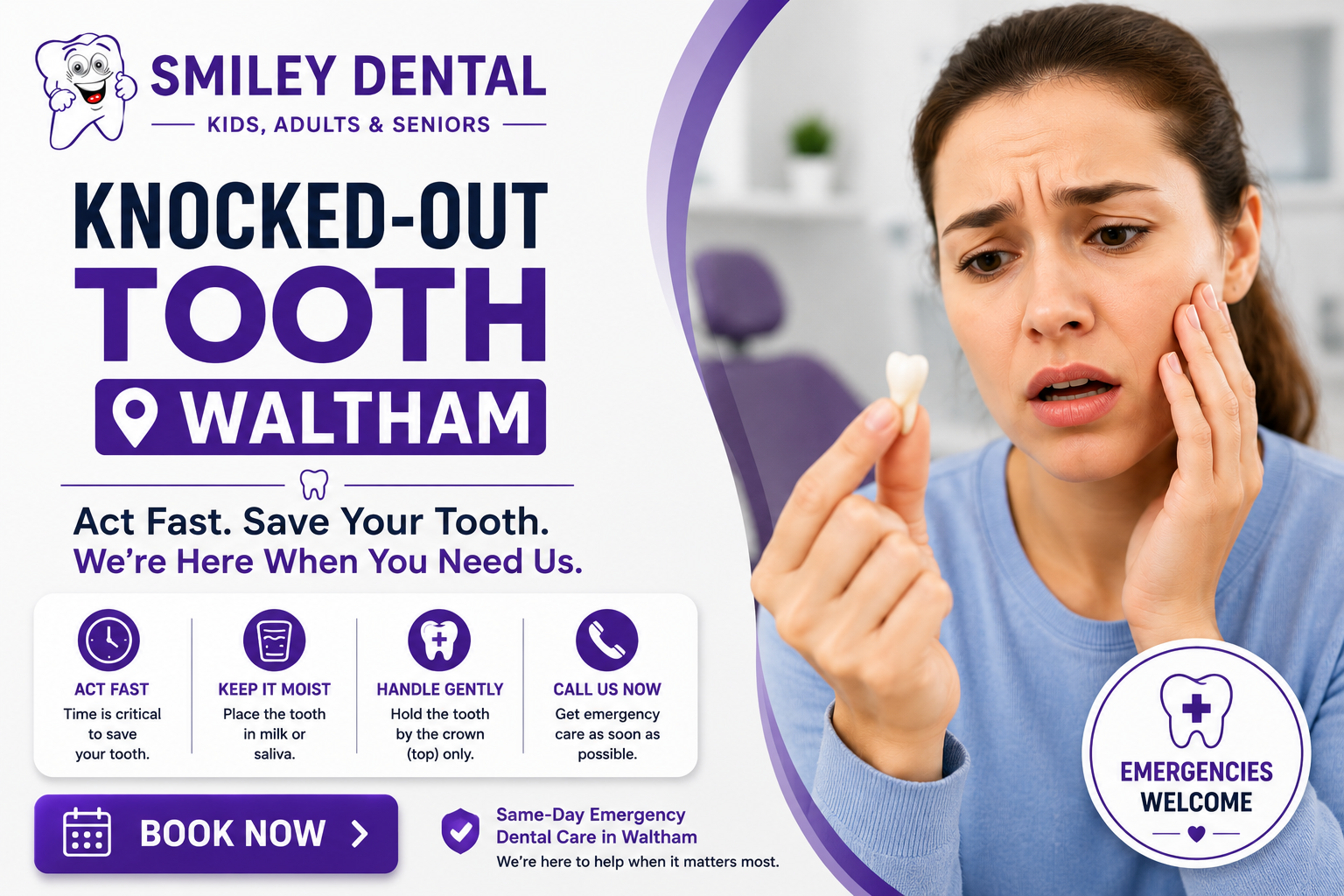 knocked-out tooth Waltham